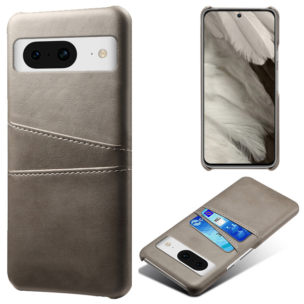 For Google Pixel 8 Case Leather Coated PC Ultra-Thin Shell with 2 Card Holders For Google Pixel 8 Case Leather Coated PC Ultra-Thin Shell with 2 Card Holders